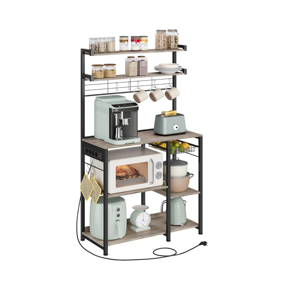 Kitchen Rack with Outlets – Greige/Black - Karrari