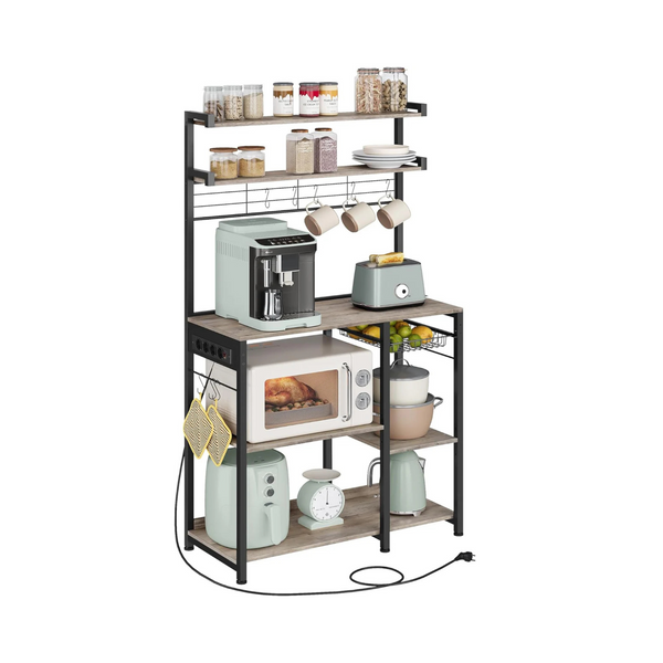 Kitchen Rack with Outlets – Greige/Black - Karrari