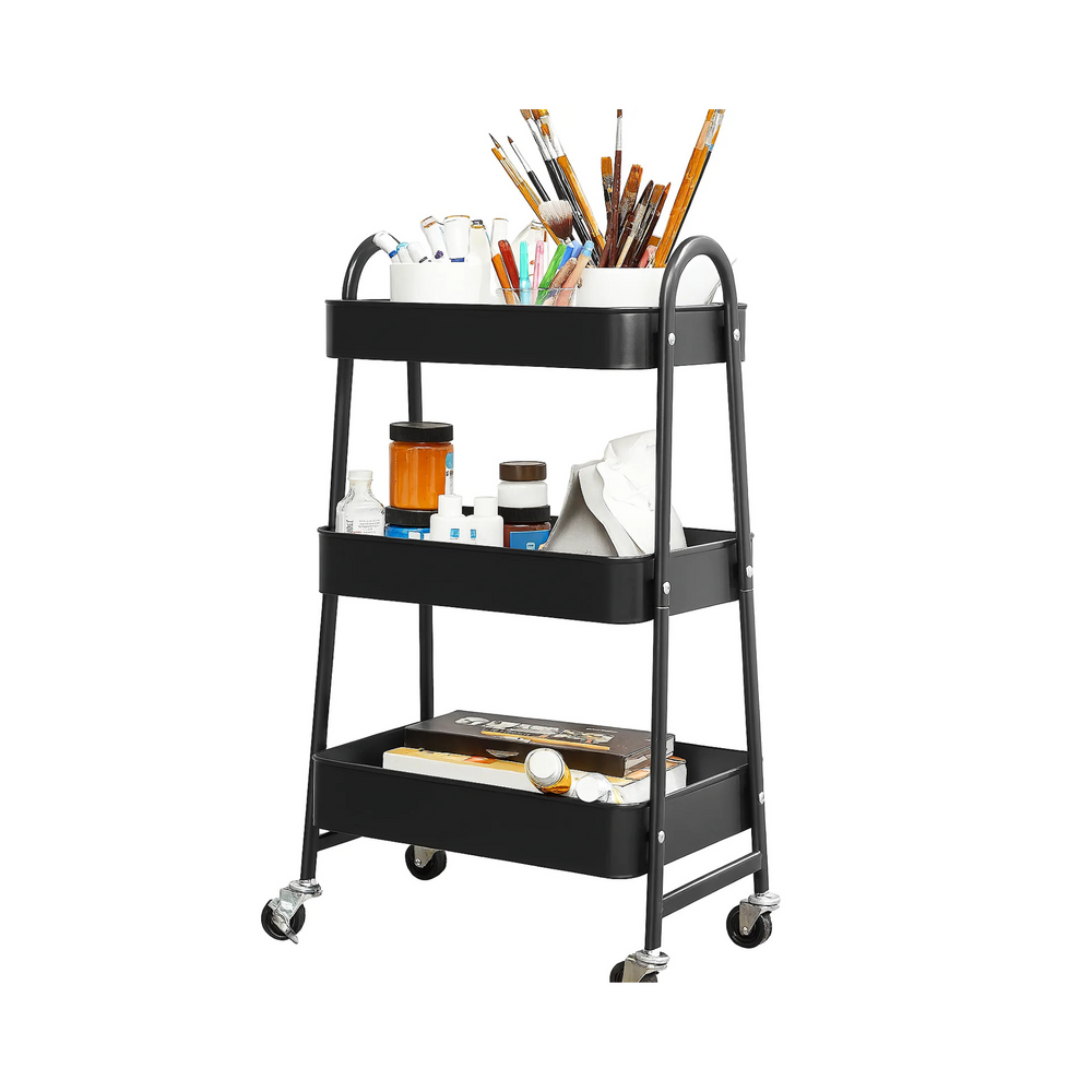 3-Tier Rolling Metal Trolley with Handles - Karrari