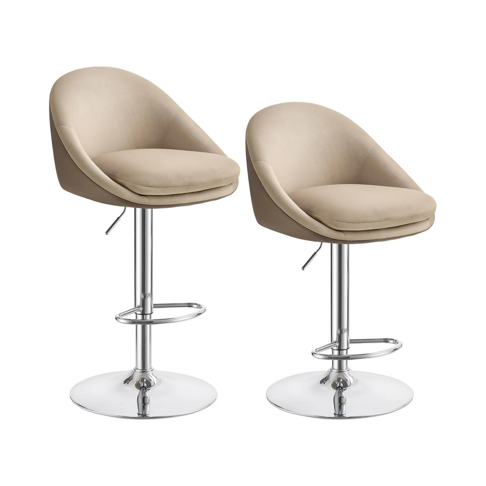 Set of 2 Adjustable Bar Stools - Camel Brown - Karrari