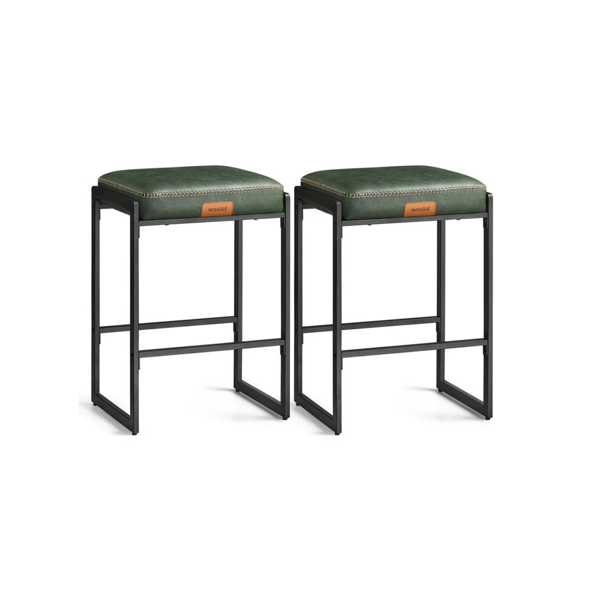 Set of 2 Mid-Century Bar Stools - Forest Green