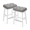 Set of 2 Faux Leather Bar Stools with Buttons & Rivets - Karrari