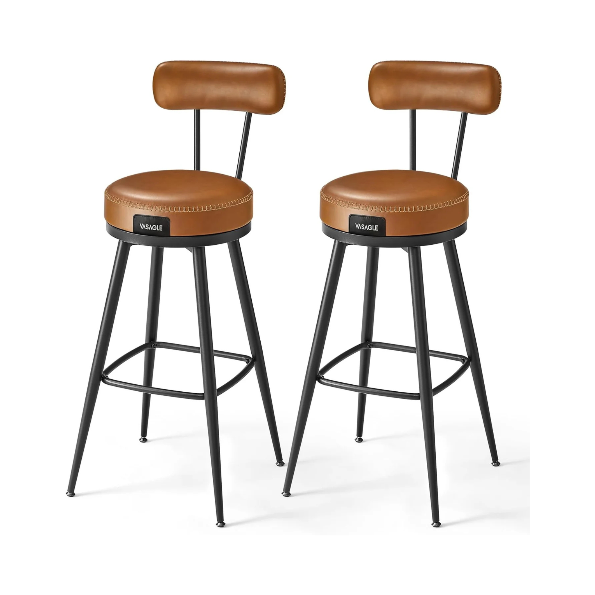 Swivel Faux Leather Bar Stools Set