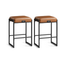Set of 2 Mid-Century Faux Leather Bar Stools - Karrari