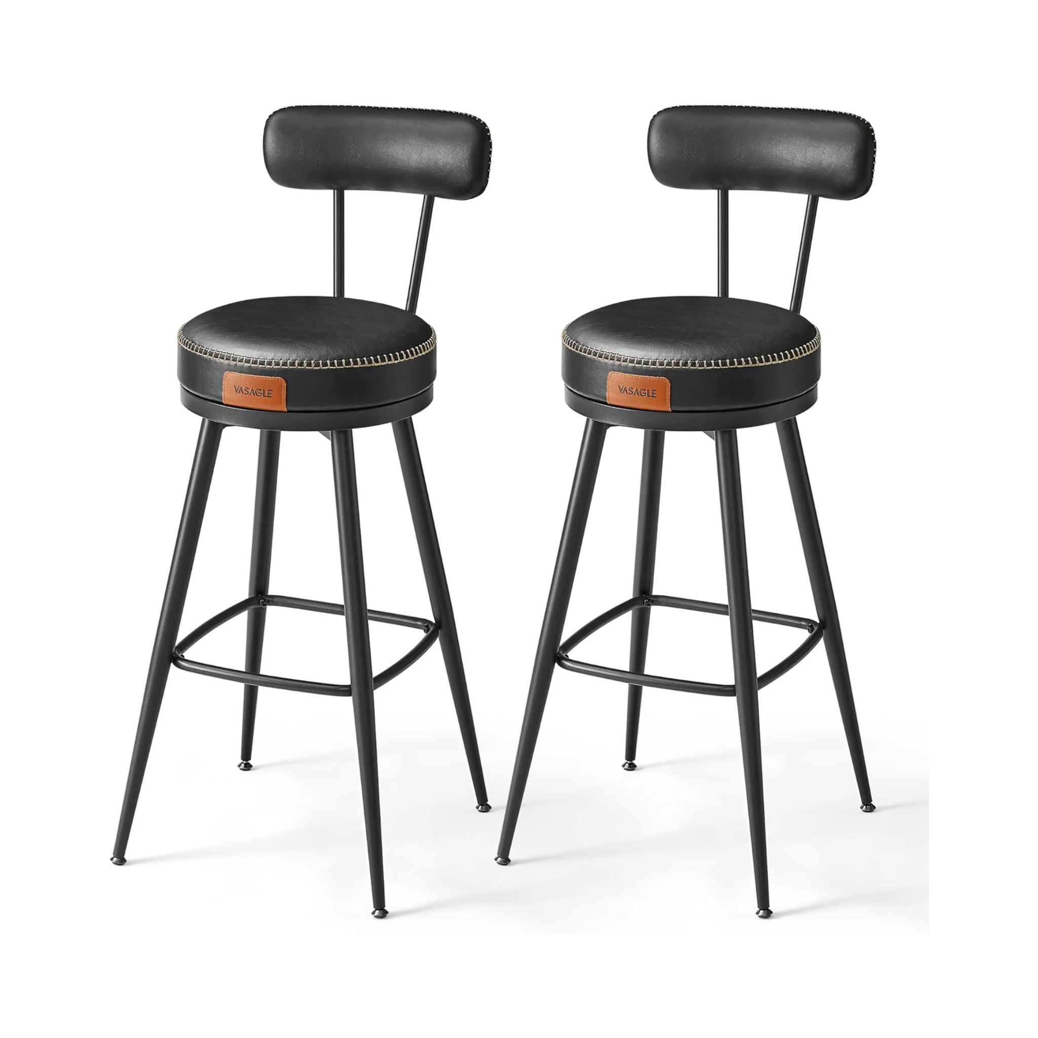 Swivel Faux Leather Bar Stools Set
