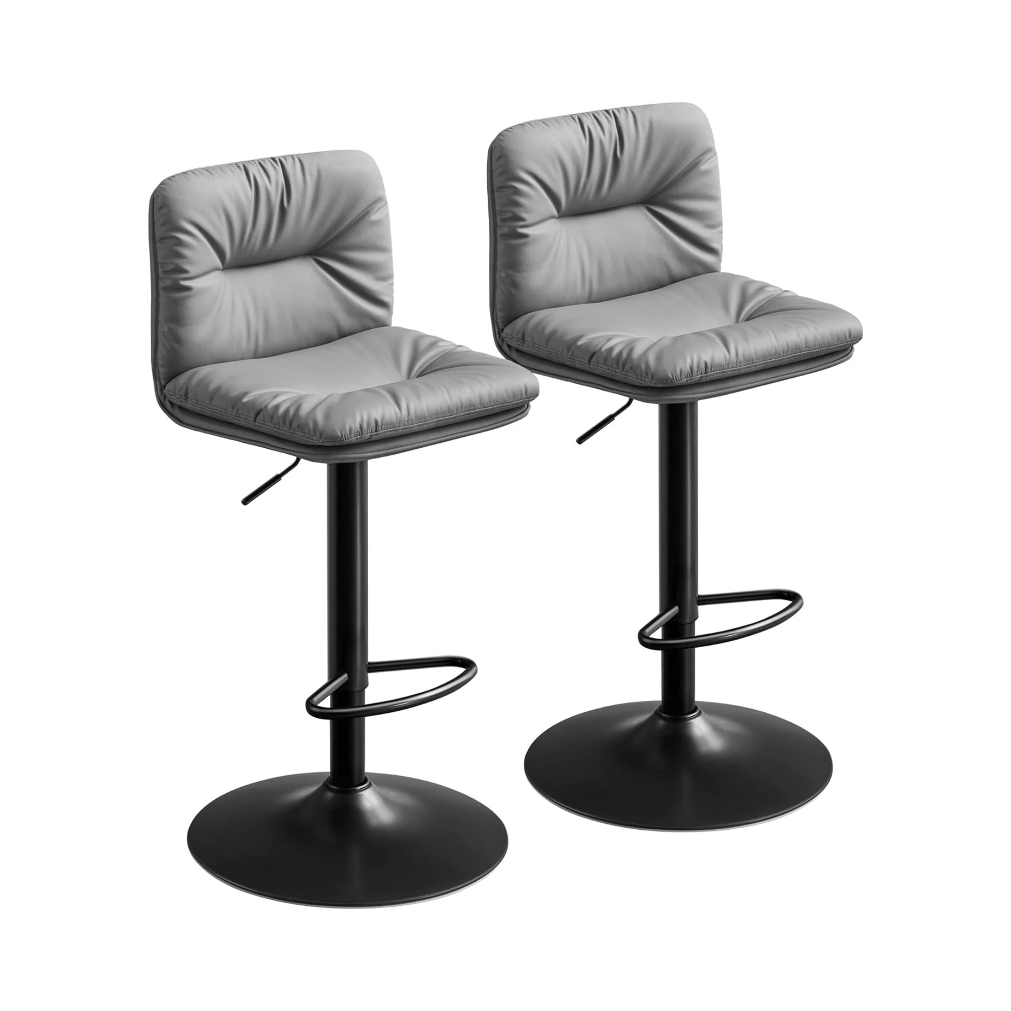 Set of 2 Height-Adjustable PU Bar Chairs