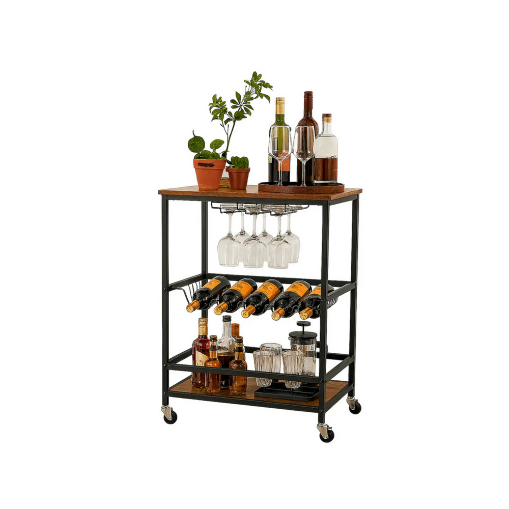 Bar Trolley with Wine & Glass Holders - Karrari