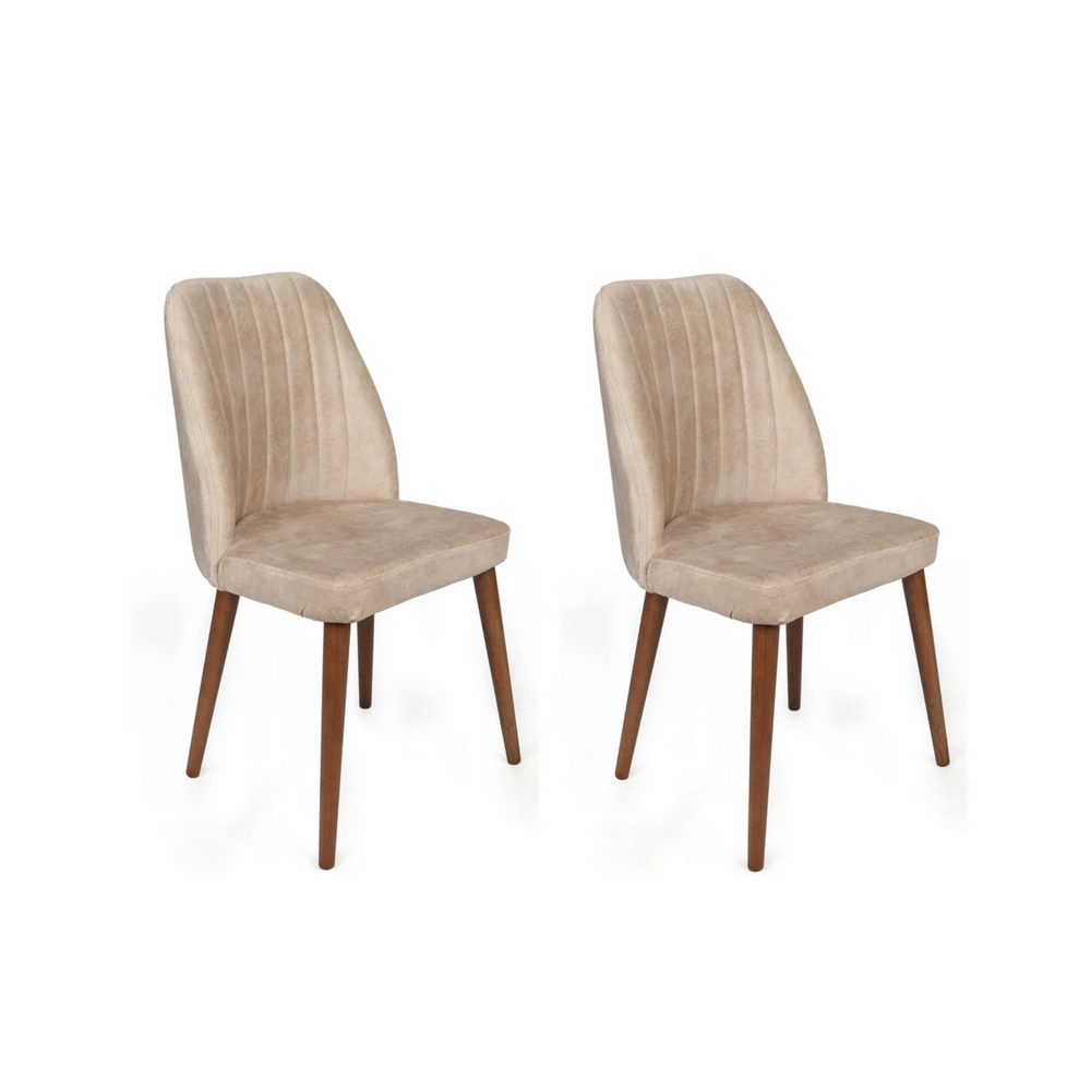Velvet Chairs Cream Walnut (set of 2) - Karrari
