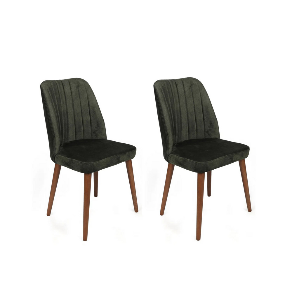 Velvet Chairs Khaki Walnut (set of 2) - Karrari
