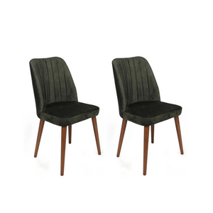 Velvet Chairs Khaki Walnut (set of 2) - Karrari