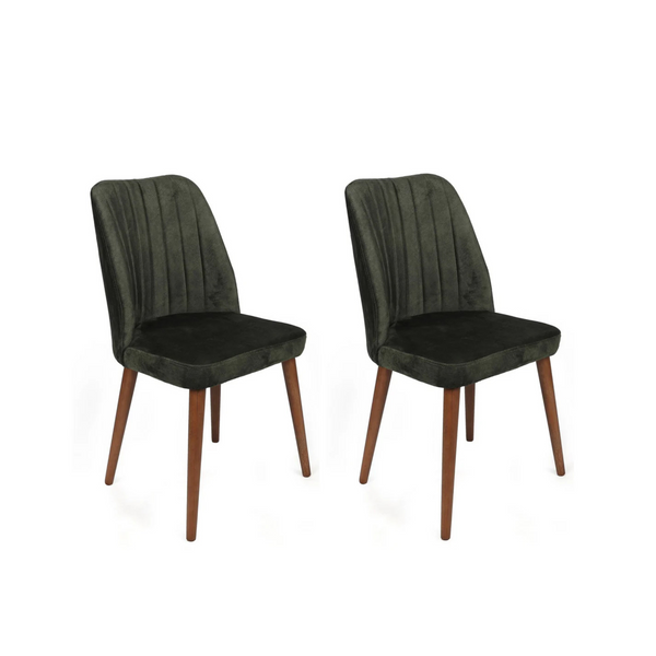 Velvet Chairs Khaki Walnut (set of 2) - Karrari