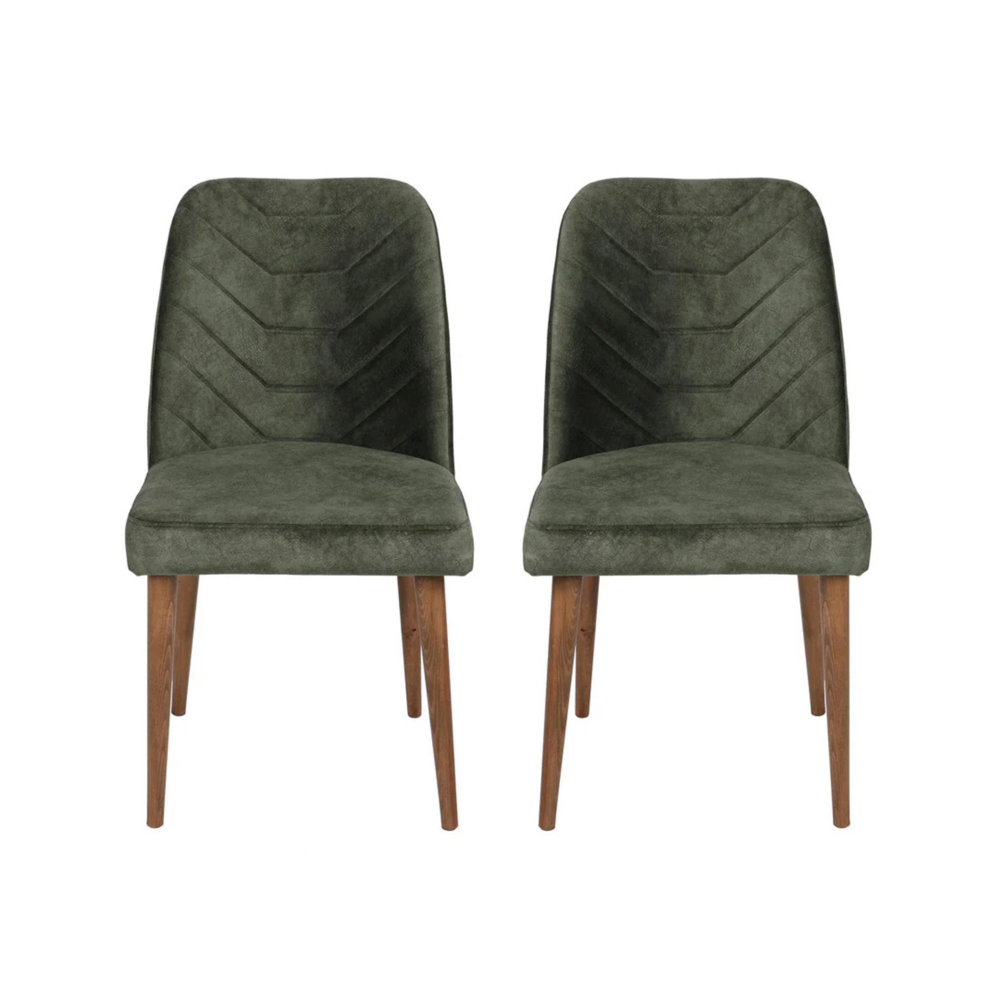 Velvet Walnut Dark Green Chairs