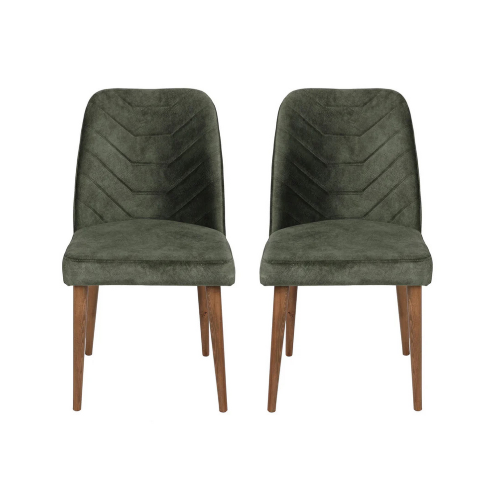 Velvet Walnut Dark Green Chairs (set of 2) - Karrari