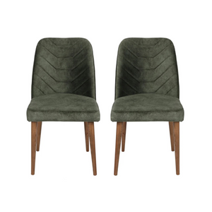 Velvet Walnut Dark Green Chairs (set of 2) - Karrari