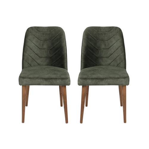 Velvet Walnut Dark Green Chairs (set of 2) - Karrari