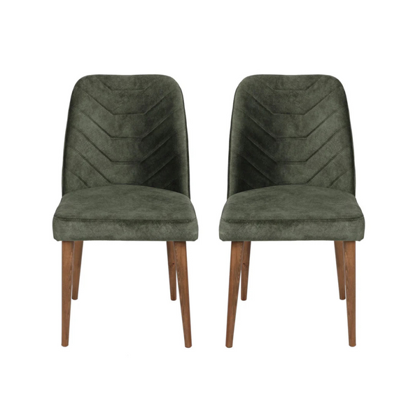 Velvet Walnut Dark Green Chairs (set of 2) - Karrari