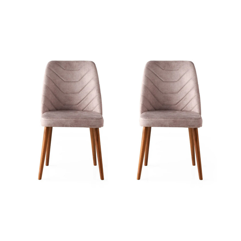 Velvet Walnut Beige Chairs (set of 2) - Karrari