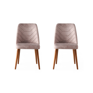 Velvet Walnut Beige Chairs (set of 2) - Karrari
