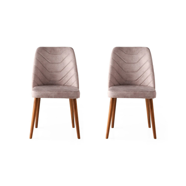 Velvet Walnut Beige Chairs (set of 2) - Karrari