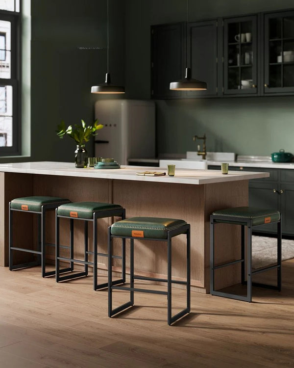 Set of 2 Mid-Century Bar Stools - Forest Green - Karrari