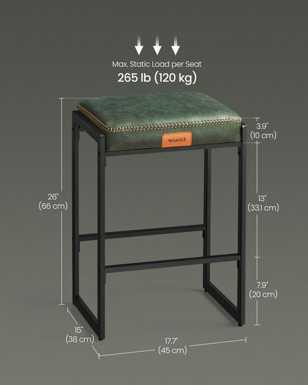 Set of 2 Mid-Century Bar Stools - Forest Green - Karrari