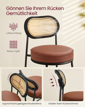 High Bar Stools with Curved Backrest (Set of 2)