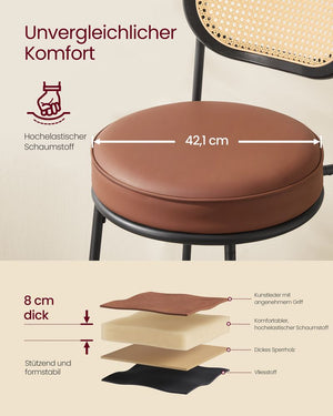 High Bar Stools with Curved Backrest (Set of 2)