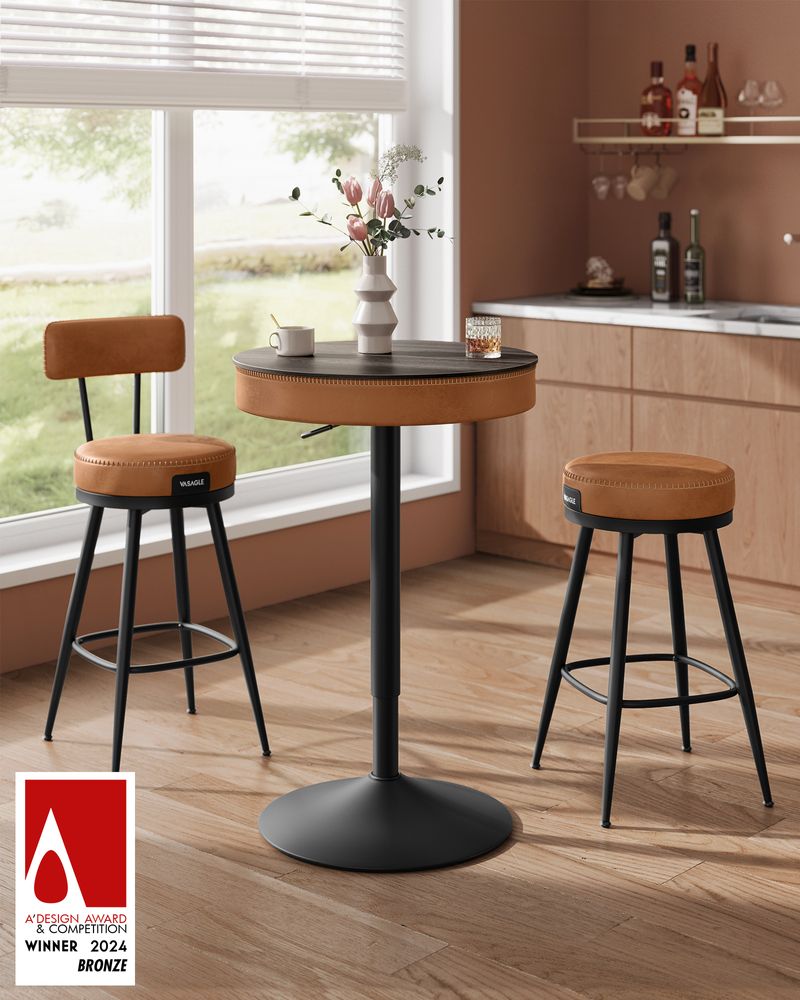 Adjustable Round Bar Table with Storage - Karrari