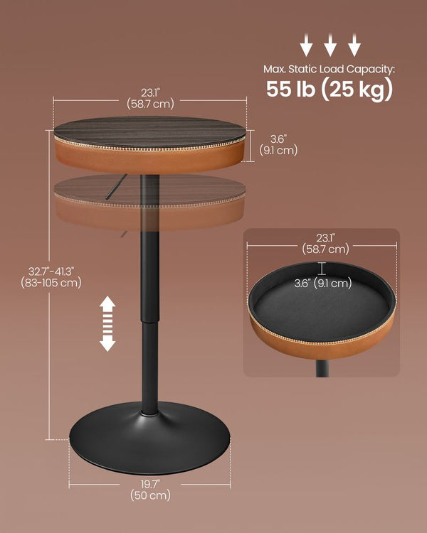 Adjustable Round Bar Table with Storage - Karrari
