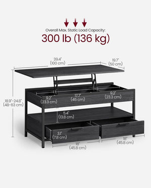 Lift-Top Coffee Table with Drawers - Karrari