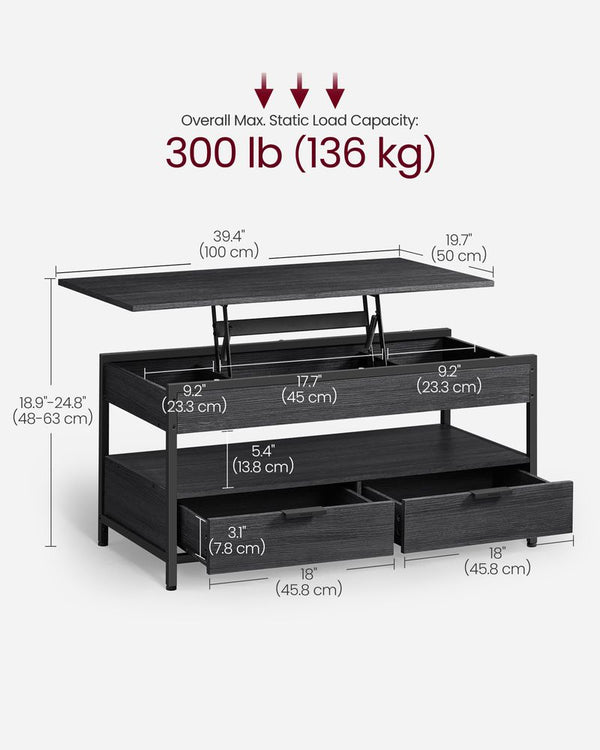 Lift-Top Coffee Table with Drawers - Karrari