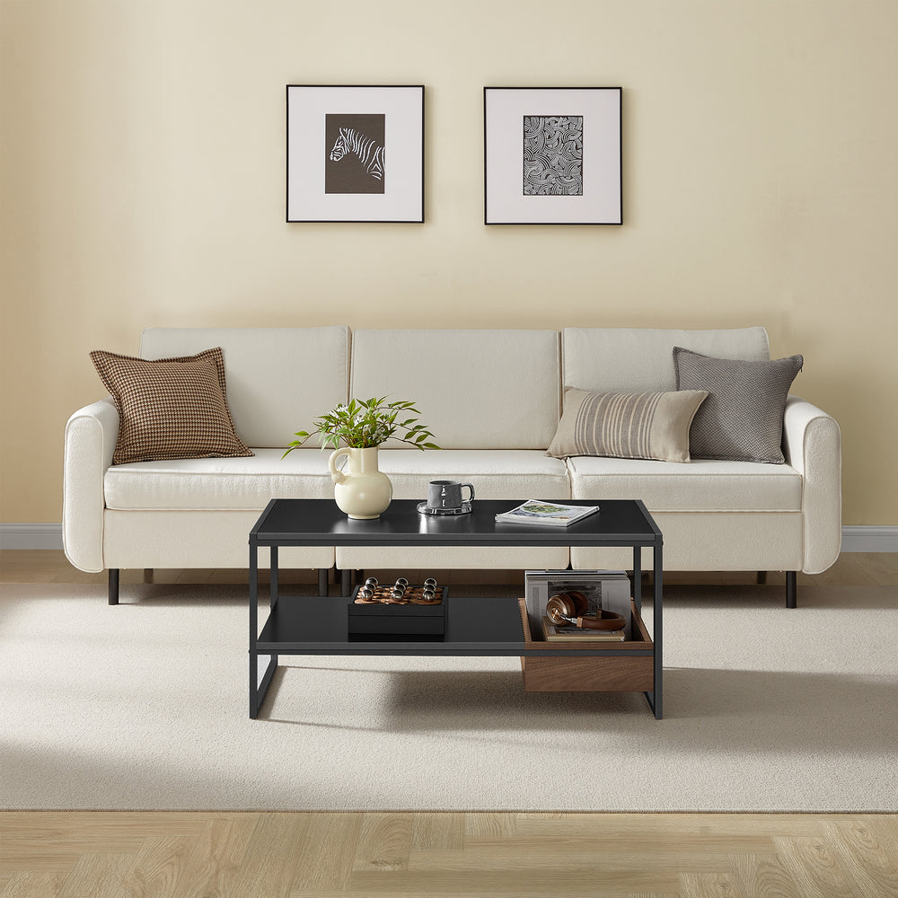Walnut & Black Coffee Table - Karrari
