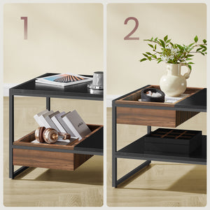 Walnut & Black Coffee Table - Karrari