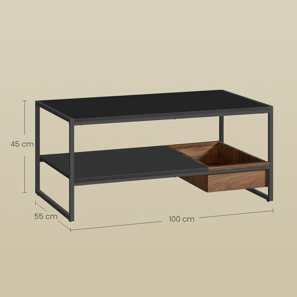 Walnut & Black Coffee Table - Karrari