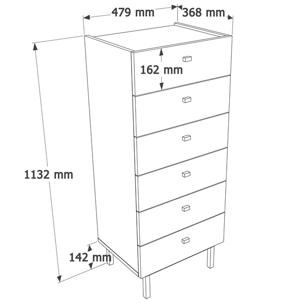 6-Drawer Tallboy Chest of Drawers