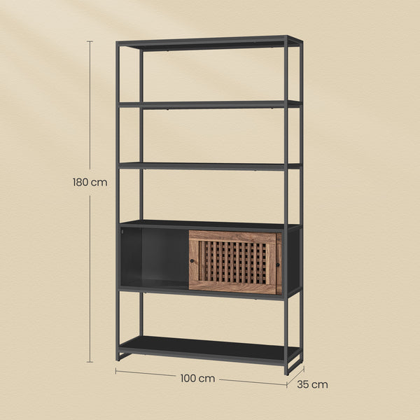 Industrial Bookshelf - Wooden Sliding Door - Karrari