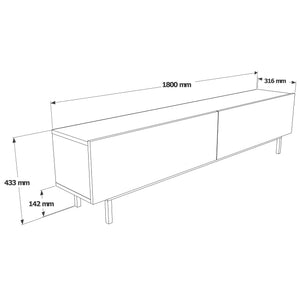 White Fluted TV Stand with Drop-Down Storage