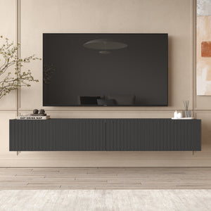 Anthracite Floating Fluted TV Unit with Drop-Down Storage