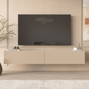 Anthracite Floating Fluted TV Unit with Drop-Down Storage