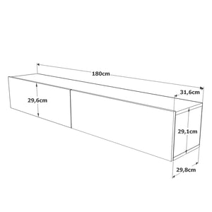 Anthracite Floating Fluted TV Unit with Drop-Down Storage
