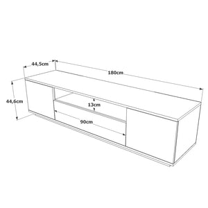 White Fluted TV Stand with Storage & Media Shelf