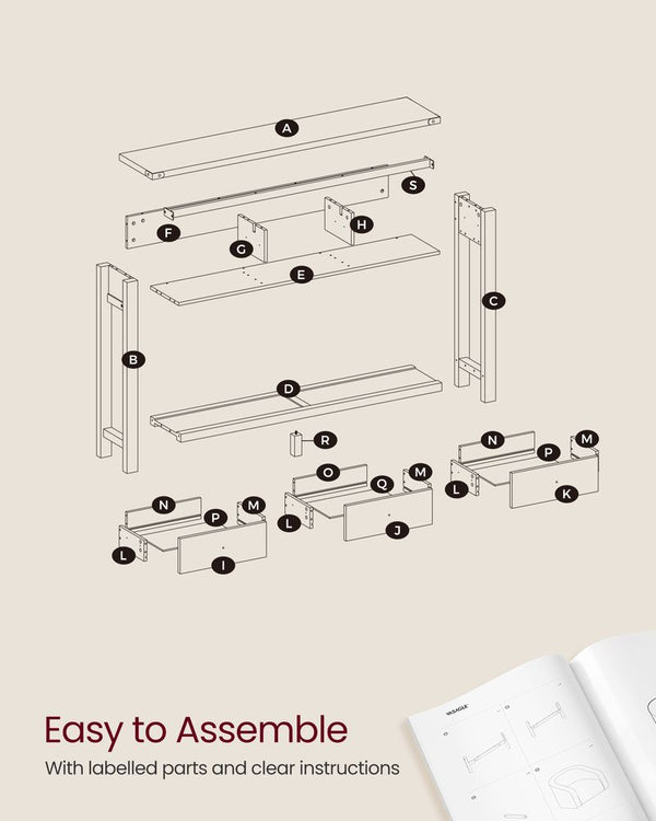 Console Table for Hallway with 3 Drawers