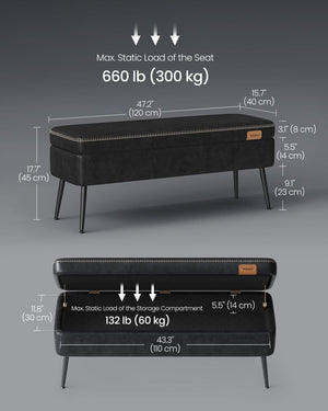 Mid-Century Modern Storage Ottoman Bench - Karrari