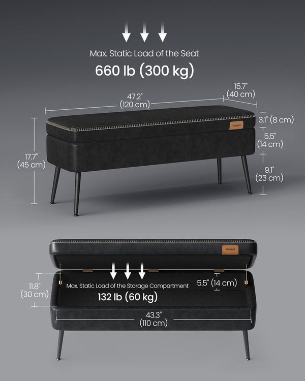 Mid-Century Modern Storage Ottoman Bench - Karrari
