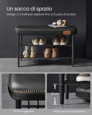 Mid-Century Shoe Rack Storage Bench - Karrari