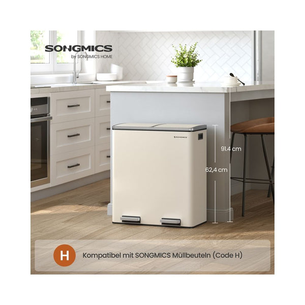 Double Rubbish Bin – Waste & Recycling, Metal Pedal