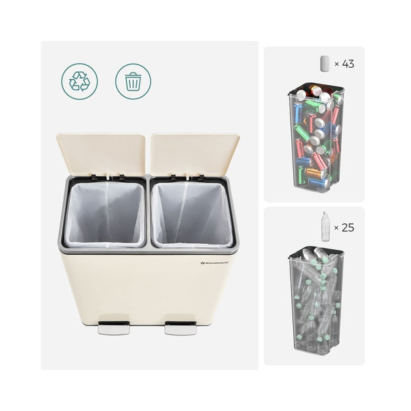 Double Rubbish Bin – Waste & Recycling, Metal Pedal