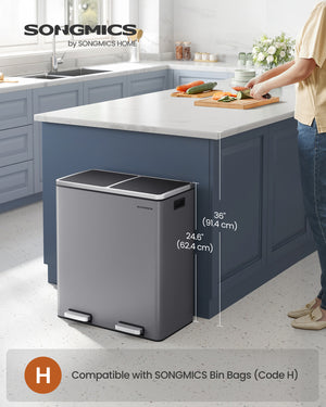 Metal Recycling Bin with 15 Rubbish Bags 2-Compartment - Karrari