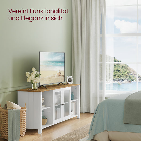 Farmhouse TV Stand with Glass Doors