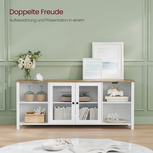 Farmhouse TV Stand with Glass Doors